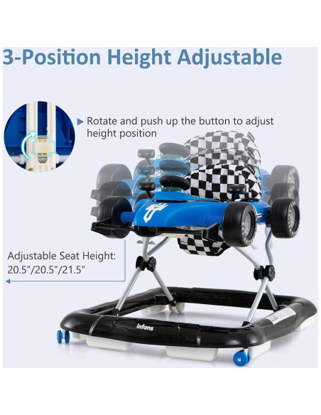 Andador 4 en 1 INFANS para Bebés Ajustable y Plegable Azul