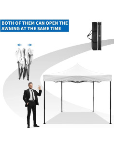 Carpa Plegable Bigacc 3x3m Blanca con Bolsa y Accesorios 2