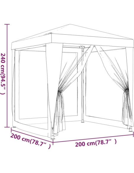 Carpa de Fiesta vidaXL 200x200cm Impermeable y Resistente UV