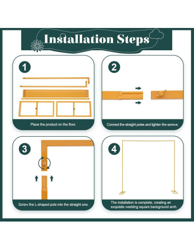 Soporte de Arco de Boda Ajustable Ficwzw 3m x 3m Amarillo Mostaza