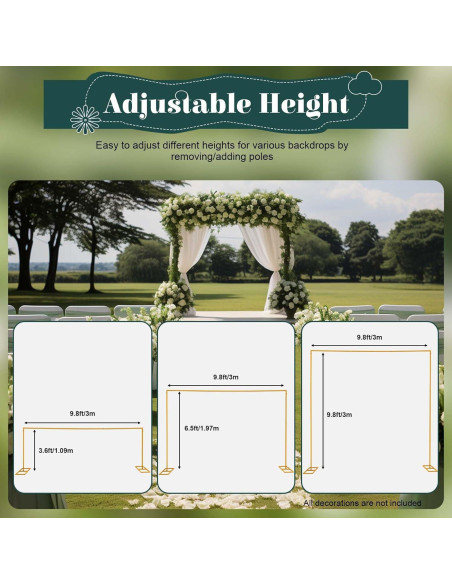 Soporte de Arco de Boda Ajustable Ficwzw 3m x 3m Amarillo Mostaza