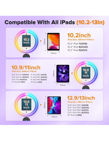 Cabina de Fotos Portátil Witmocs para iPad 10.2 a 13" con Luz