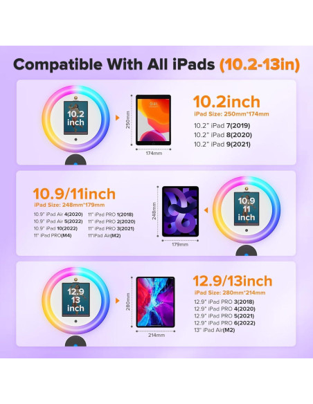 Cabina de Fotos Portátil Witmocs para iPad 10.2 a 13" con Luz