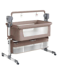 Cuna Lateral Ajustable Dziranam con Ruedas y Malla Transpirable