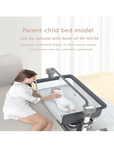 Cuna Lateral Ajustable Dziranam con Ruedas y Malla Transpirable