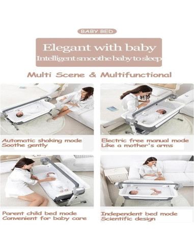 Cuna Lateral Ajustable Dziranam con Ruedas y Malla Transpirable