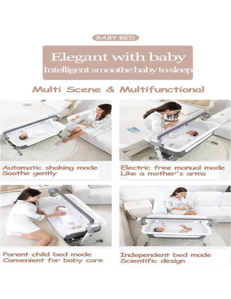 Cuna Lateral Ajustable Dziranam con Ruedas y Malla Transpirable