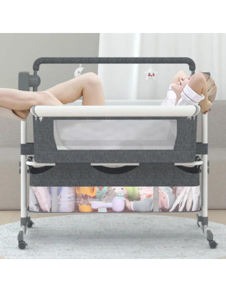 Cuna Lateral Ajustable Dziranam con Ruedas y Malla Transpirable