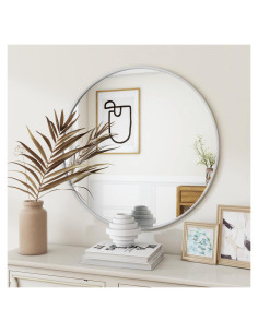 Espejo Redondo 50.8 cm BEAUTYPEAK Blanco con Marco Aluminio