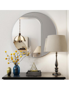 Espejo Redondo 50.8 cm BEAUTYPEAK Blanco con Marco Aluminio 2