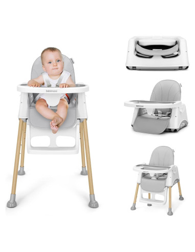 Silla Alta Convertible 3 en 1 para Bebés - Gris