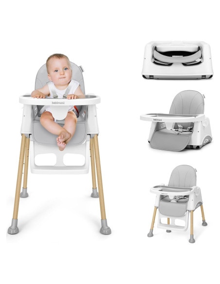 Silla Alta Convertible 3 en 1 para Bebés - Gris