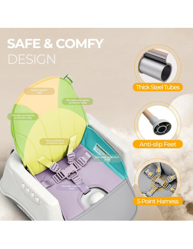 Silla Alta Convertible 3 en 1 para Bebés - Gris