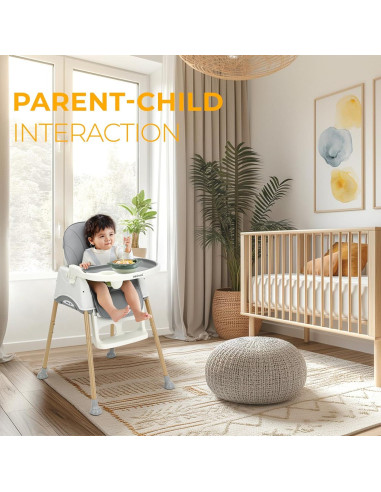 Silla Alta Convertible 3 en 1 para Bebés - Gris