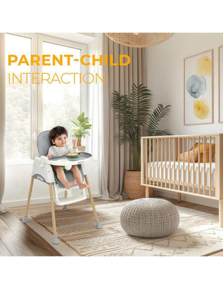 Silla Alta Convertible 3 en 1 para Bebés - Gris