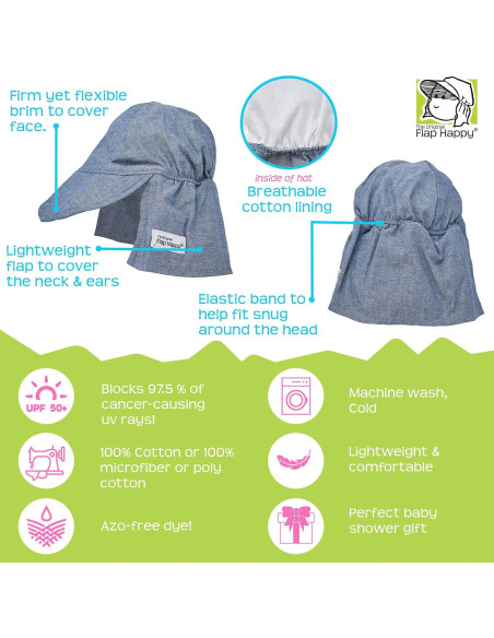Sombrero de Sol Flap Happy UPF 50+ para Bebés Rayas