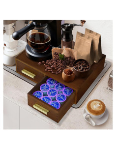 Caja de Almacenamiento de Cápsulas de Café Zoifada - Madera Azul, 39x28.5x8.5 cm