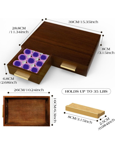 Caja de Almacenamiento de Cápsulas de Café Zoifada - Madera Azul, 39x28.5x8.5 cm