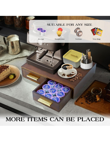 Caja de Almacenamiento de Cápsulas de Café Zoifada - Madera Azul, 39x28.5x8.5 cm