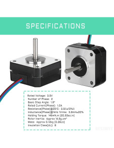 Motor Paso a Paso Nema 17 145mNm 20.5mm Bipolar 1A para CNC 2