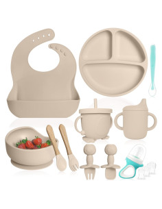 Conjunto de Alimentación para Bebés Bluet B 11 Piezas Silicona Beige