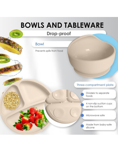 Conjunto de Alimentación para Bebés Bluet B 11 Piezas Silicona Beige