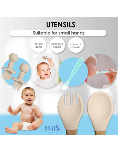 Conjunto de Alimentación para Bebés Bluet B 11 Piezas Silicona Beige