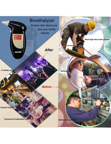 Probador de Alcoholemia Digital Portátil GREENWON con Pantalla LCD