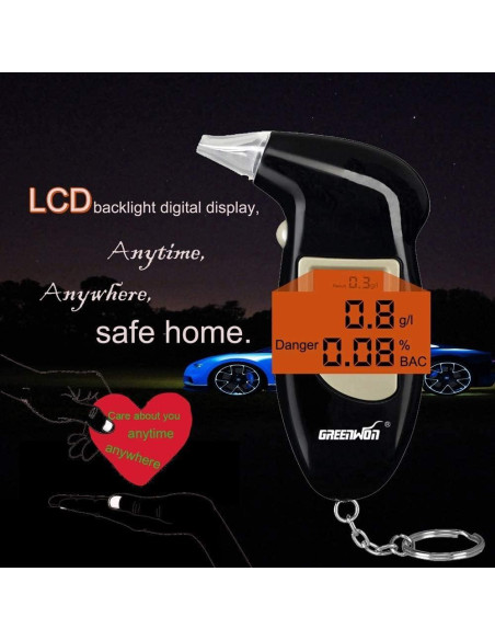 Probador de Alcoholemia Digital Portátil GREENWON con Pantalla LCD