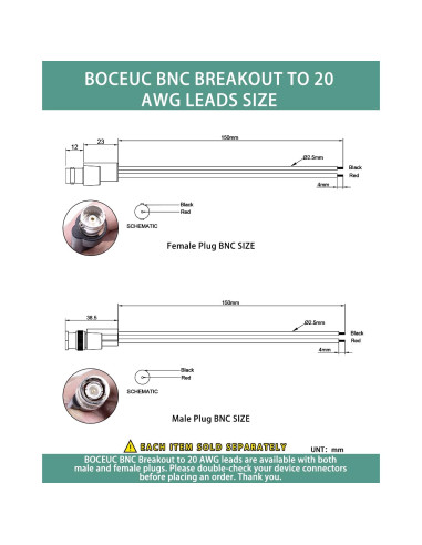 Cables de Prueba BNC BOCEUC 150mm 5A para Multímetro