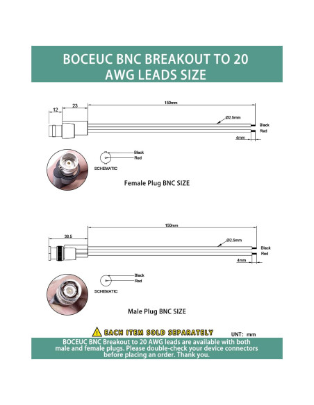 Cables de Prueba BNC BOCEUC 150mm 5A para Multímetro