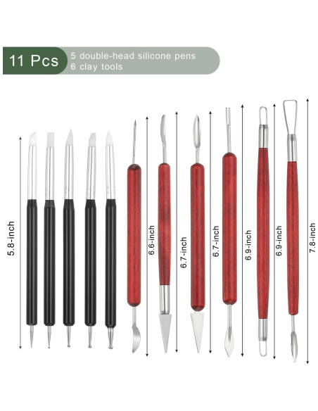 Juego de 11 Herramientas de Esculpir Arcilla YOKIVE - Negro