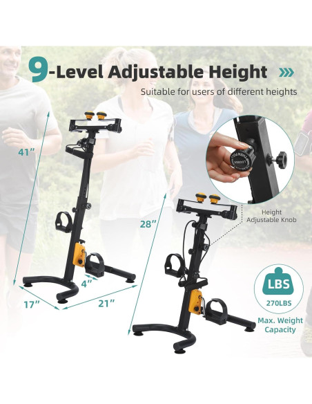 Bicicleta de Ejercicio MEETWARM Plegable para Ancianos 122kg