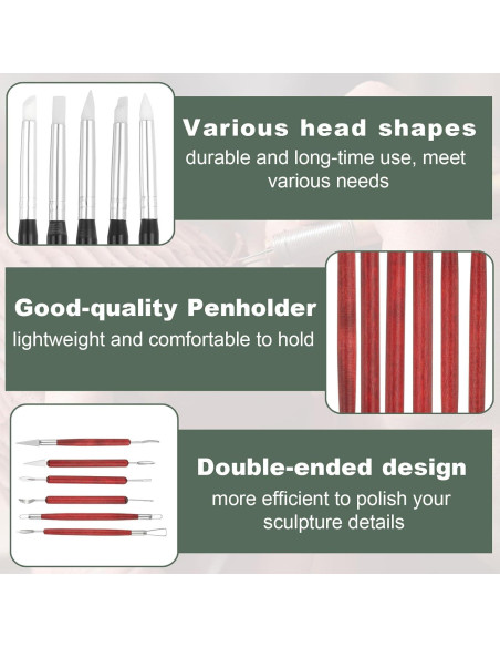 Juego de 11 Herramientas de Esculpir Arcilla YOKIVE - Negro