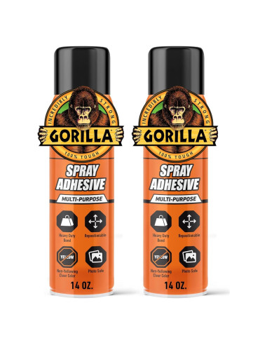 Adhesivo en aerosol Gorilla 396g - Multiusos, transparente, 2 unidades