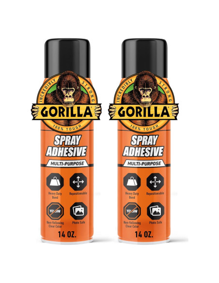 Adhesivo en aerosol Gorilla 396g - Multiusos, transparente, 2 unidades