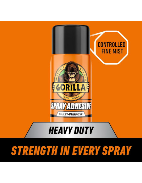 Adhesivo en aerosol Gorilla 396g - Multiusos, transparente, 2 unidades
