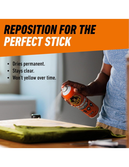 Adhesivo en aerosol Gorilla 396g - Multiusos, transparente, 2 unidades