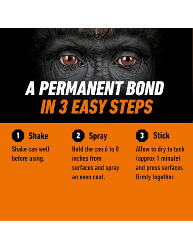 Adhesivo en aerosol Gorilla 396g - Multiusos, transparente, 2 unidades