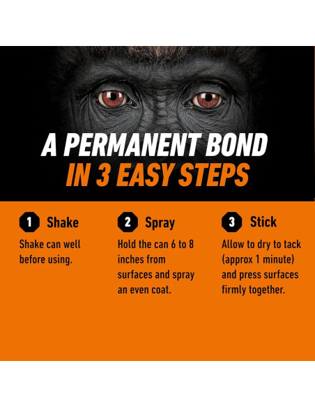 Adhesivo en aerosol Gorilla 396g - Multiusos, transparente, 2 unidades