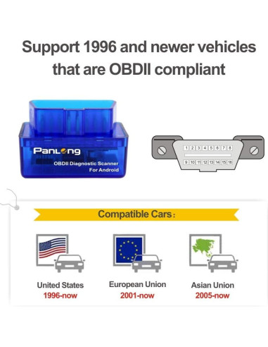 Escáner OBD2 Bluetooth Panlong para Android - Lector de Códigos