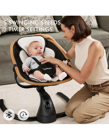 Columpio Eléctrico para Bebés Angelbliss S801 con Detección de Llanto