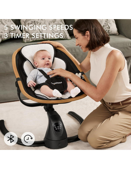 Columpio Eléctrico para Bebés Angelbliss S801 con Detección de Llanto