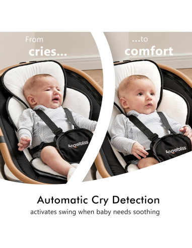 Columpio Eléctrico para Bebés Angelbliss S801 con Detección de Llanto