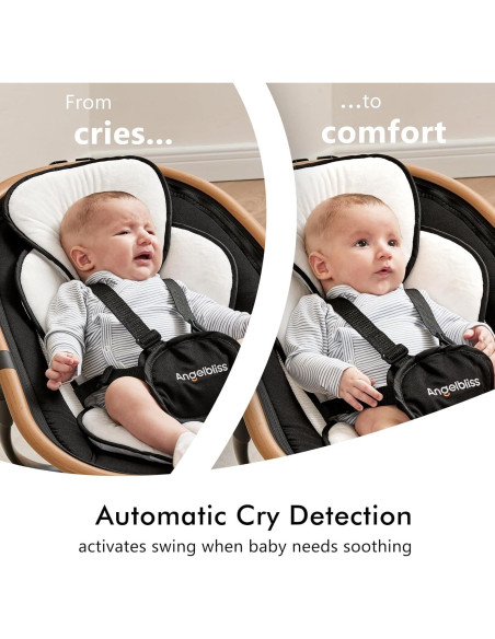Columpio Eléctrico para Bebés Angelbliss S801 con Detección de Llanto