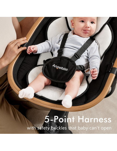 Columpio Eléctrico para Bebés Angelbliss S801 con Detección de Llanto