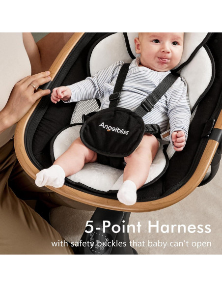 Columpio Eléctrico para Bebés Angelbliss S801 con Detección de Llanto
