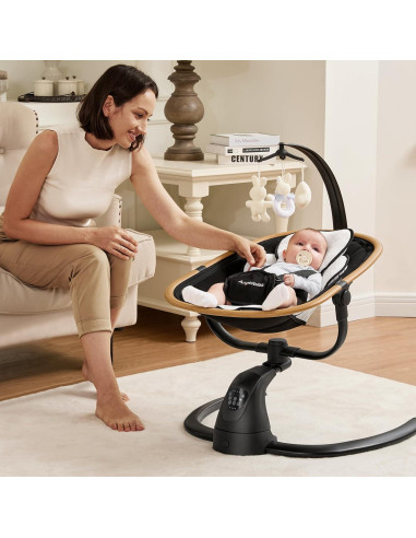 Columpio Eléctrico para Bebés Angelbliss S801 con Detección de Llanto