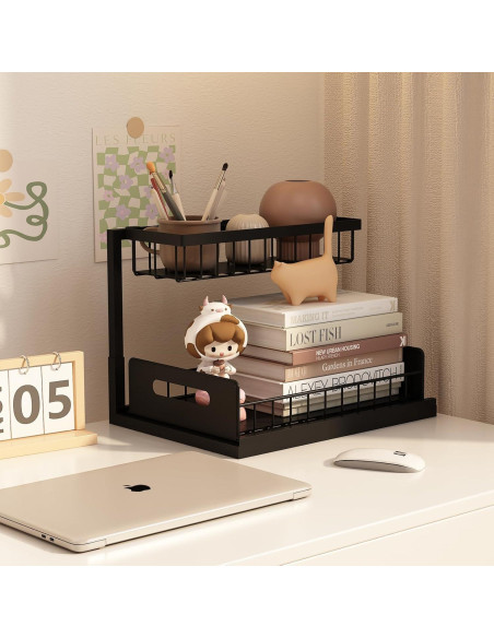 Organizador Bajo Fregadero Bukfen 2 Niveles Deslizante Negro