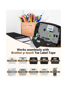 4 Cintas de Etiquetas Brother Tze-131 12mm Negro Transparente 2